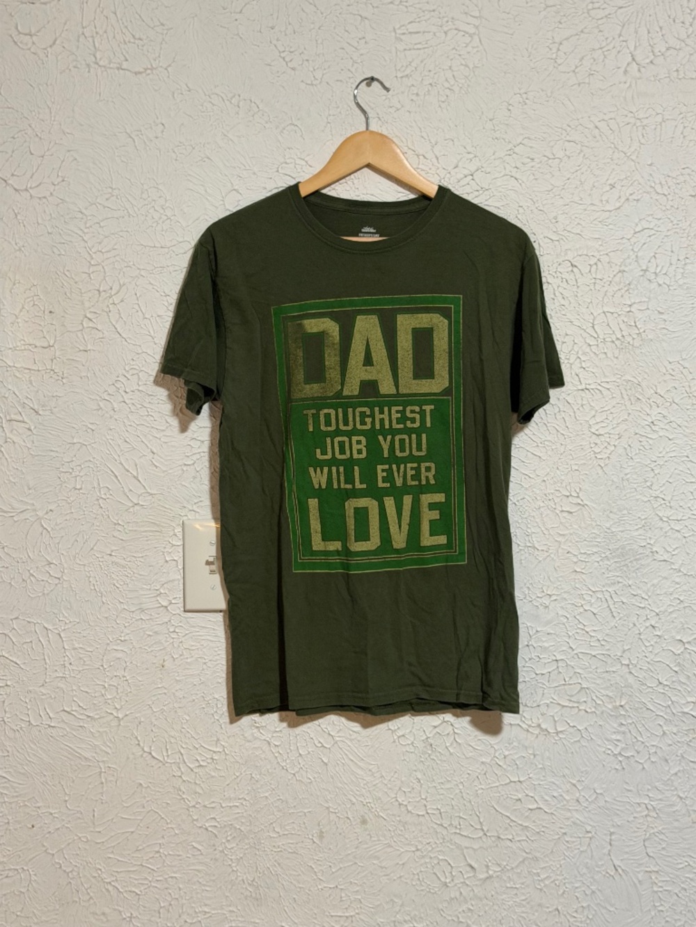 Dad Graphic T Shirt Mens Medium Green Fathers Day 100% Cotton